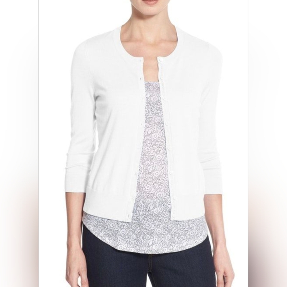 Essentials Women's Classic White Cardigan